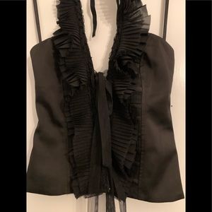 BCBG - Size XS, Black Pleated Chiffon and Satin Corset.
